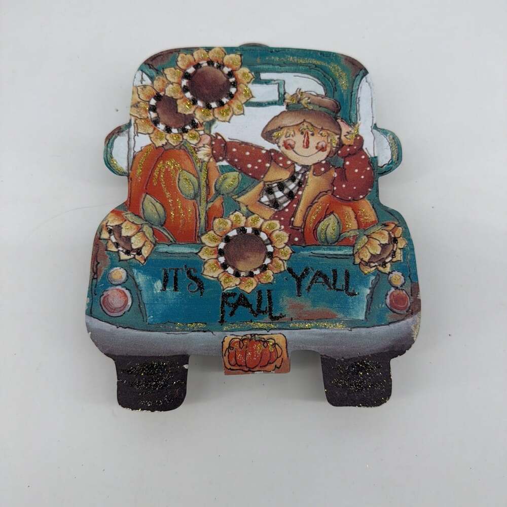 Round Top Collection Scarecrow Farm Truck Gallery Charm 6x6x1 Fall Decor